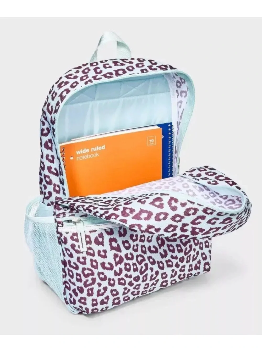 NWT: Kids Chetah Animal Print Backpack in Light Blue.